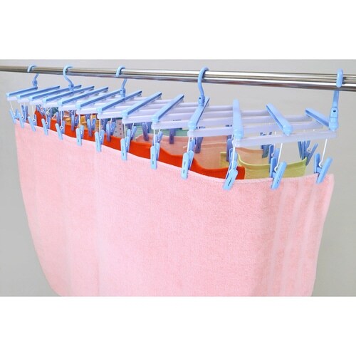 洗濯ハンガー 伸縮 フリーピンチャー スカイブルー
