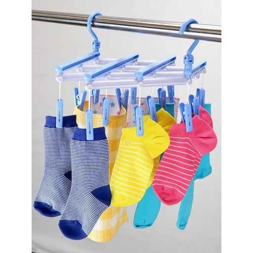 洗濯ハンガー 伸縮 フリーピンチャー スカイブルー