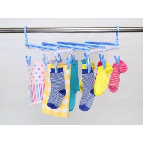 洗濯ハンガー 伸縮 フリーピンチャー スカイブルー