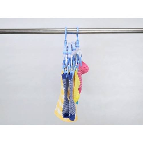 洗濯ハンガー 伸縮 フリーピンチャー スカイブルー