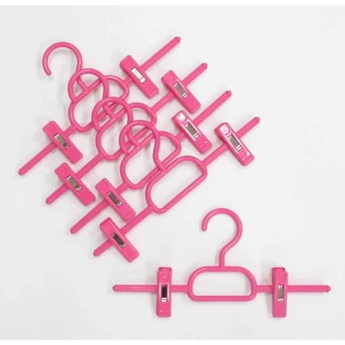 衣類ハンガー ボトムハンガー 5本組 ピンク