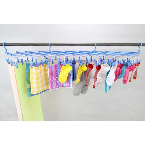 洗濯ハンガー 伸縮 フリーピンチャー スカイブルー