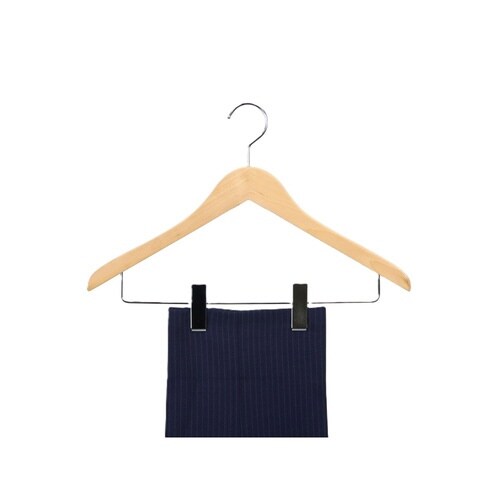 ハンガー 木製ハンガー クリップ付 5本組 クリア