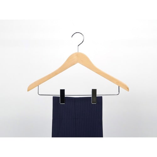 ハンガー 木製ハンガー クリップ付 5本組 クリア