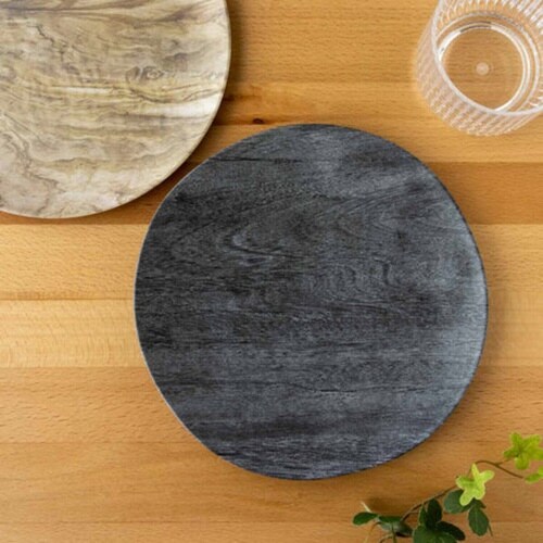 プレート 22cm 木目調 ブラック ブラック