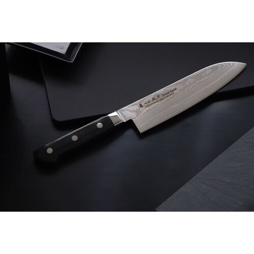 三徳包丁 17cm 木柄 鍛接ダマスカス鋼 69層