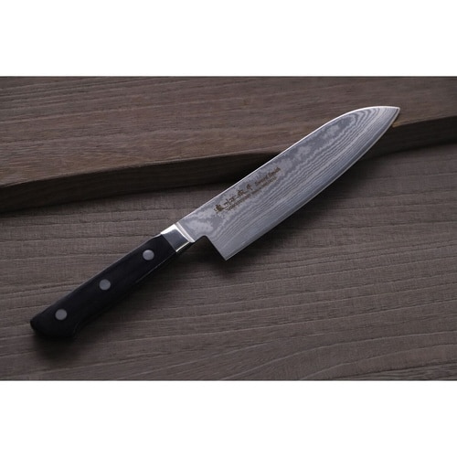 三徳包丁 17cm 木柄 鍛接ダマスカス鋼 69層