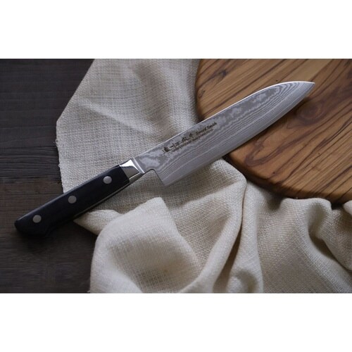 三徳包丁 17cm 木柄 鍛接ダマスカス鋼 69層