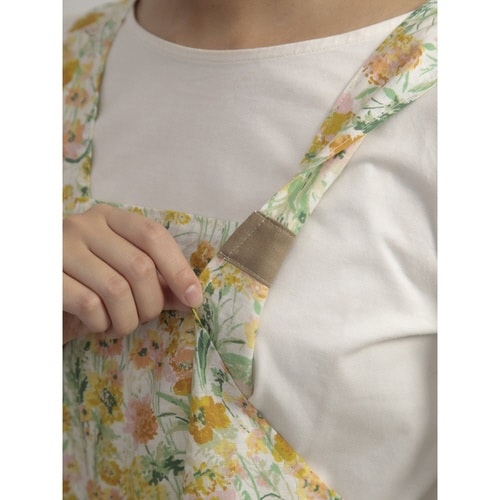 エプロン 花柄 イエロー