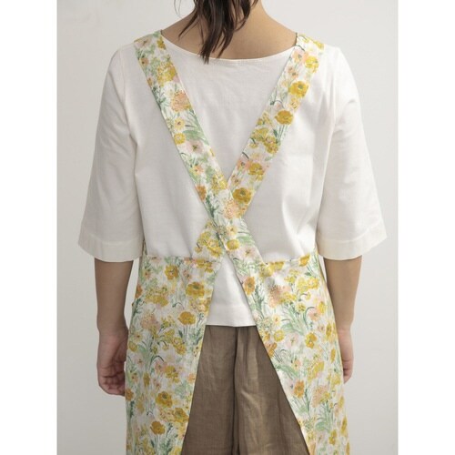 エプロン 花柄 イエロー