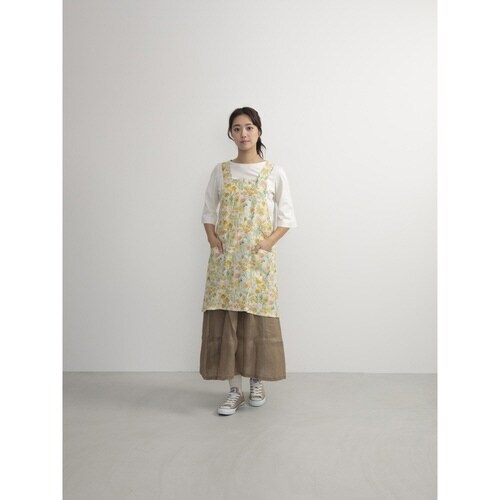 エプロン 花柄 イエロー