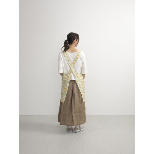 エプロン 花柄 イエロー