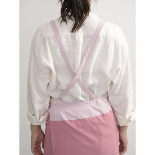 エプロン 無地 バイカラーラップエプロン ピンク