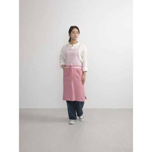 エプロン 無地 バイカラーラップエプロン ピンク
