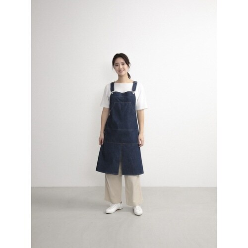 エプロン オーバーオール風エプロン ネイビー