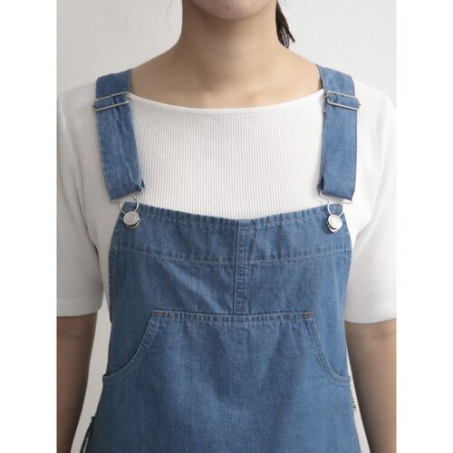 エプロン オーバーオール風エプロン ブルー
