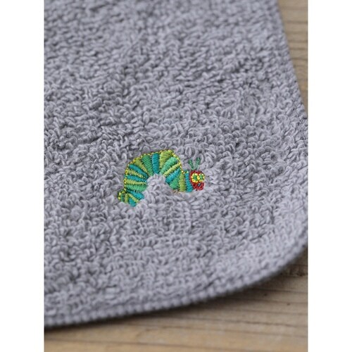 ミニタオル はらぺこあおむし 無撚糸 刺繍 グレー
