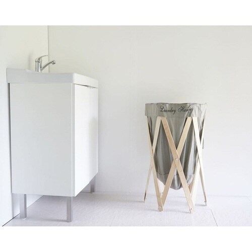 ランドリーバスケット ナチュラル×グレー