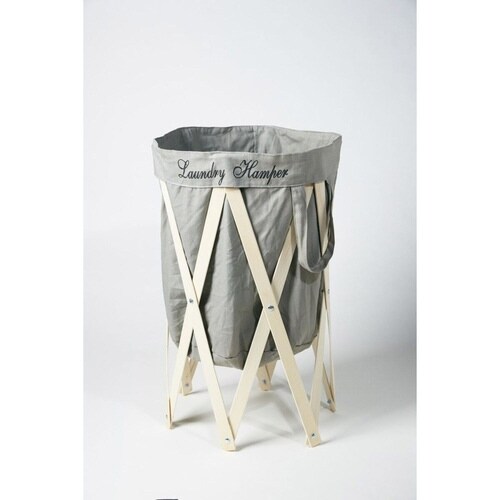 ランドリーバスケット ナチュラル×グレー