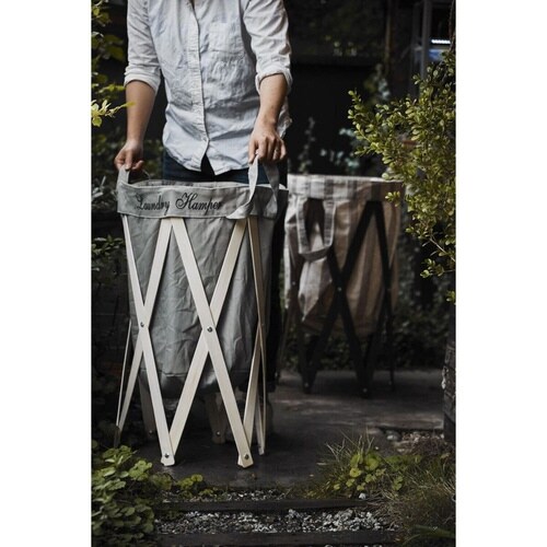 ランドリーバスケット ナチュラル×グレー