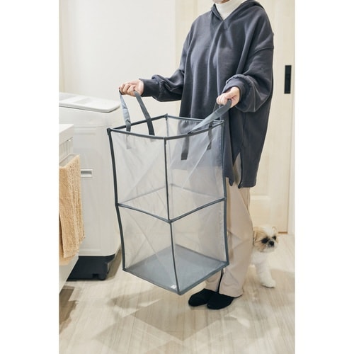 ランドリーバスケット Lサイズ グレー