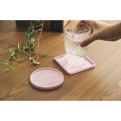 コースター 10cm スクエア ピンク