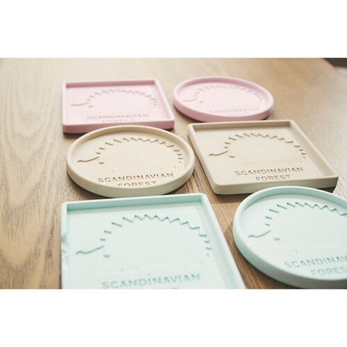 コースター 10cm スクエア ピンク