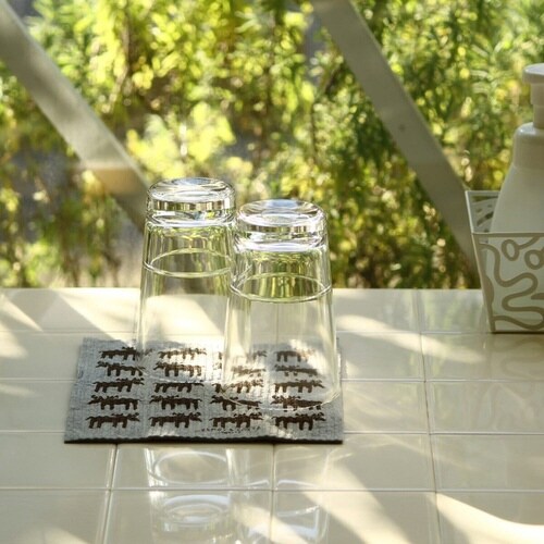 水切りマット ふきん ブラウン×グレー