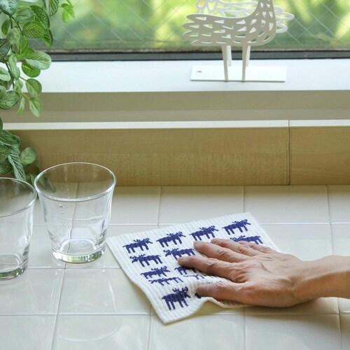 水切りマット ふきん スポンジワイプ ネイビー