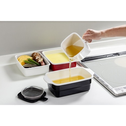 オイルポット 0.9L 角型 ホーロー製