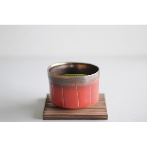 抹茶碗 250ml いっぷく碗 金彩十草 陶器 赤