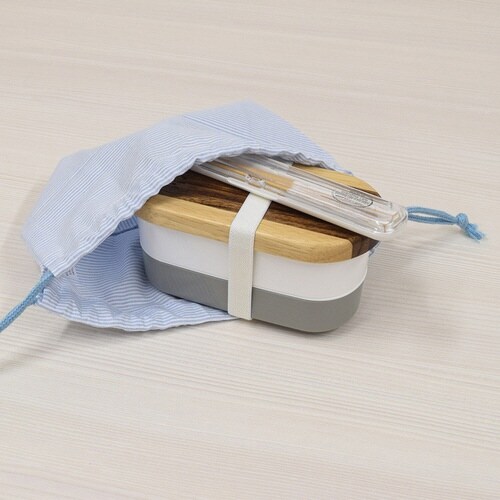 巾着 ボーダーランチ巾着 サックス