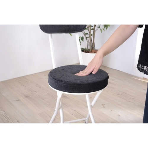 折りたたみ椅子 座面高47cm ブラック