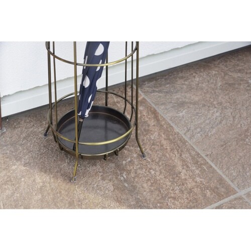 傘立て 屋内 円柱 スチール アンティークゴールド