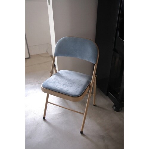 折りたたみ椅子 座面高48cm ブルー