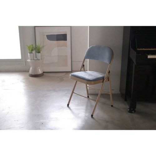 折りたたみ椅子 座面高48cm ブルー