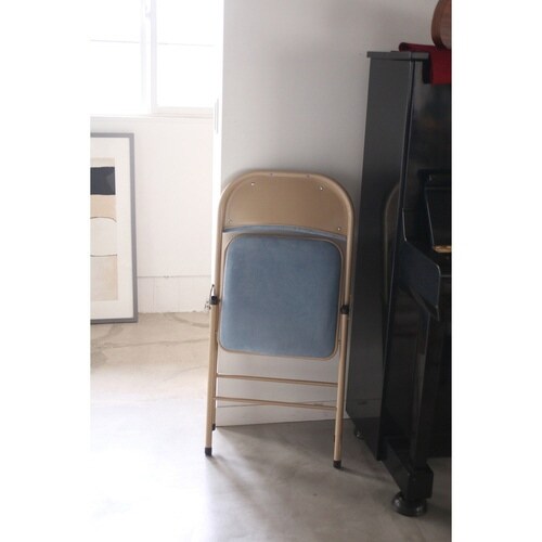 折りたたみ椅子 座面高48cm ブルー