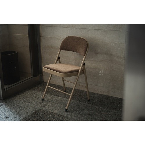 折りたたみ椅子 座面高48cm ベージュ