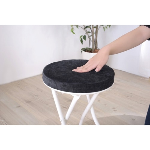 折りたたみ椅子 高さ49cm クッション ブラック