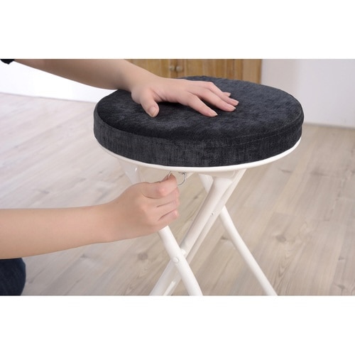 折りたたみ椅子 高さ49cm クッション ブラック