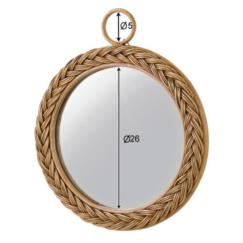 ミラー 幅34cm ラタン 籐 かがみ 鏡