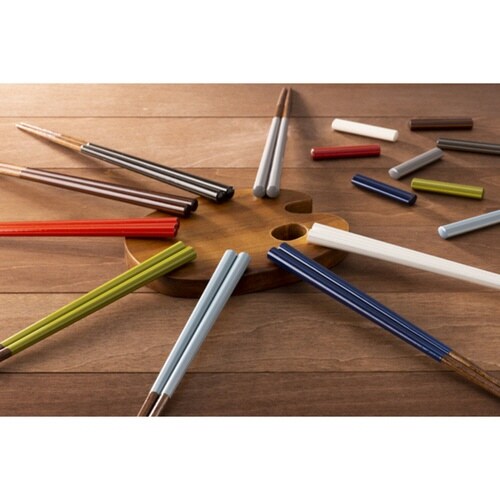 箸 22.5cm 八角陶彩 木製 天然木 白練