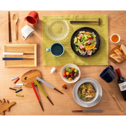 箸 22.5cm 八角陶彩 木製 天然木 群青