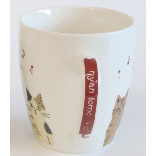 マグカップ 250ml にゃんとも 磁器 レッド