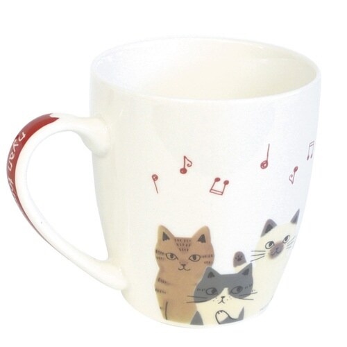 マグカップ 250ml にゃんとも 磁器 レッド