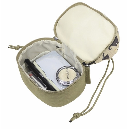 ポーチ 巾着 ダブルポーチ ネコ ベージュ