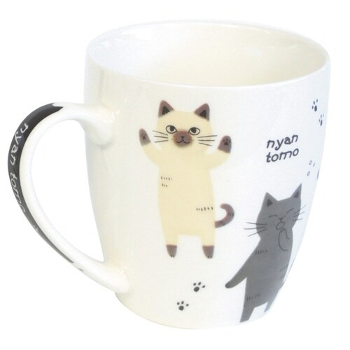 マグカップ 250ml にゃんとも 磁器 ブラック