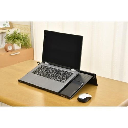 ノートパソコン スタンド 折りたたみ式 ブラック