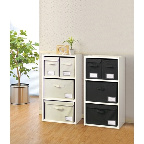 収納ケース 布 不織布 フタ付き ブラック