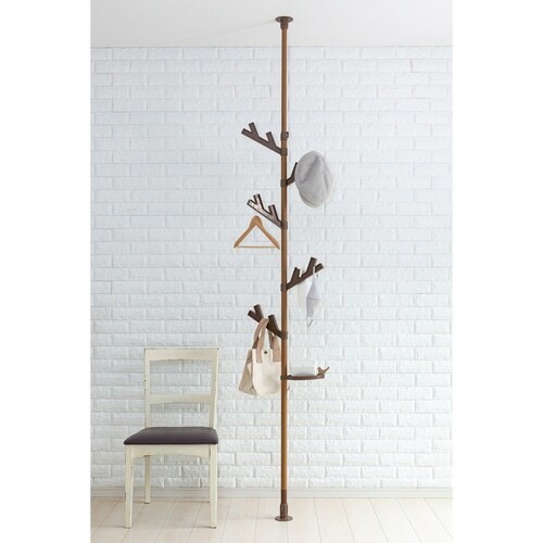 ポールハンガー 突っ張り ブラウン